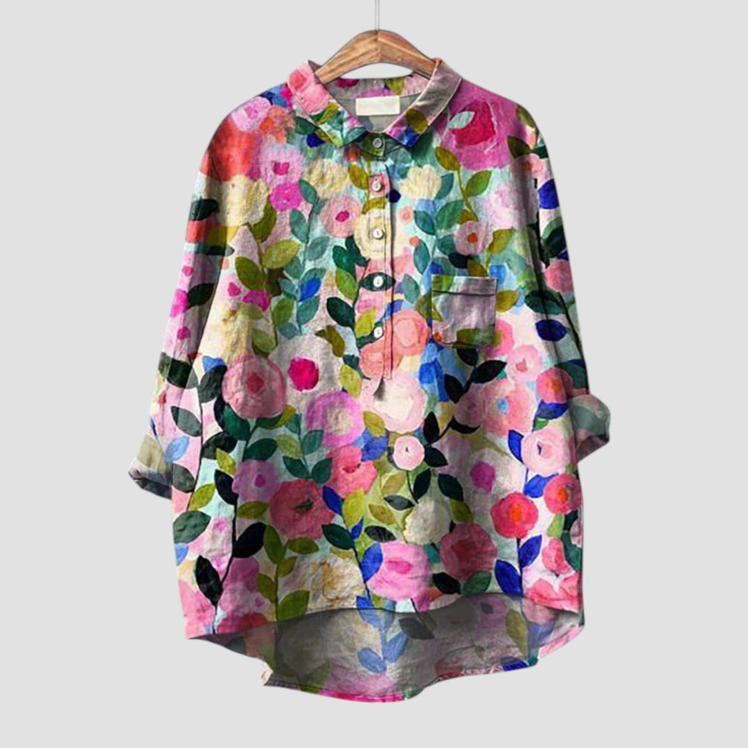 Alfonsina | Camisa oversize con estampado floral acuarela