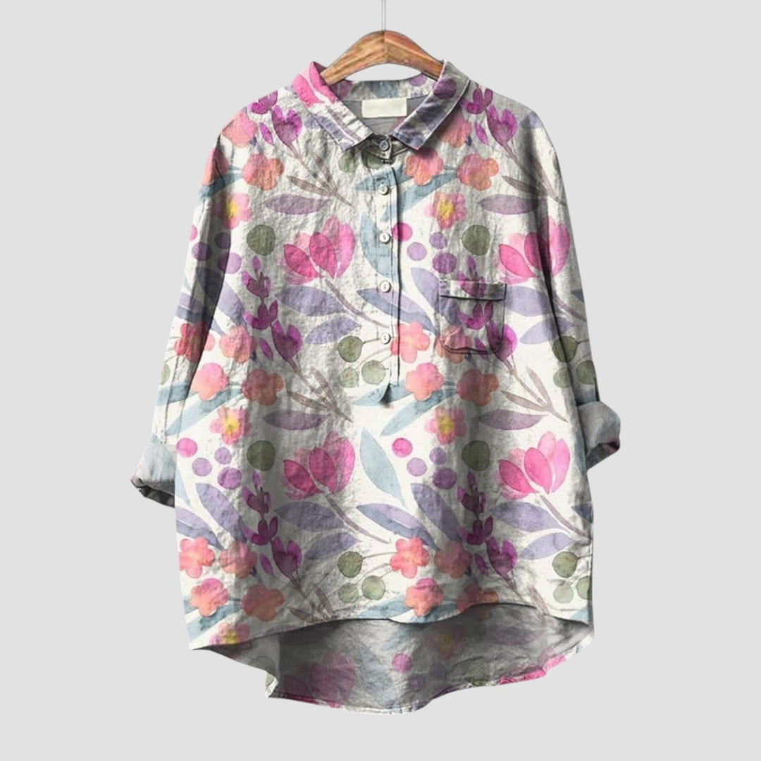 Benedetta | Camisa oversize con estampado floral en tonos pastel