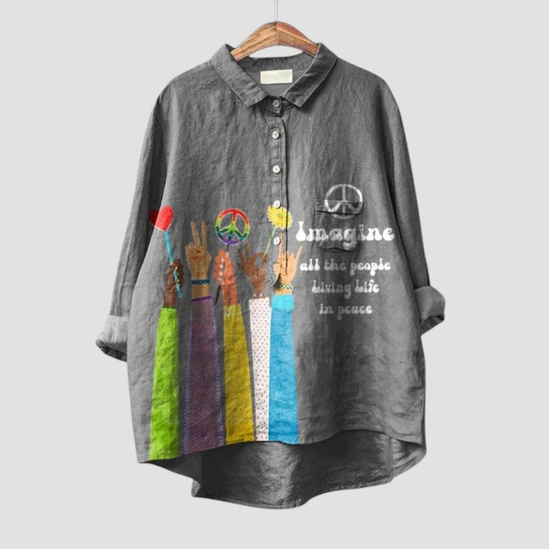 Nella | Camisa oversized con estampado imagine