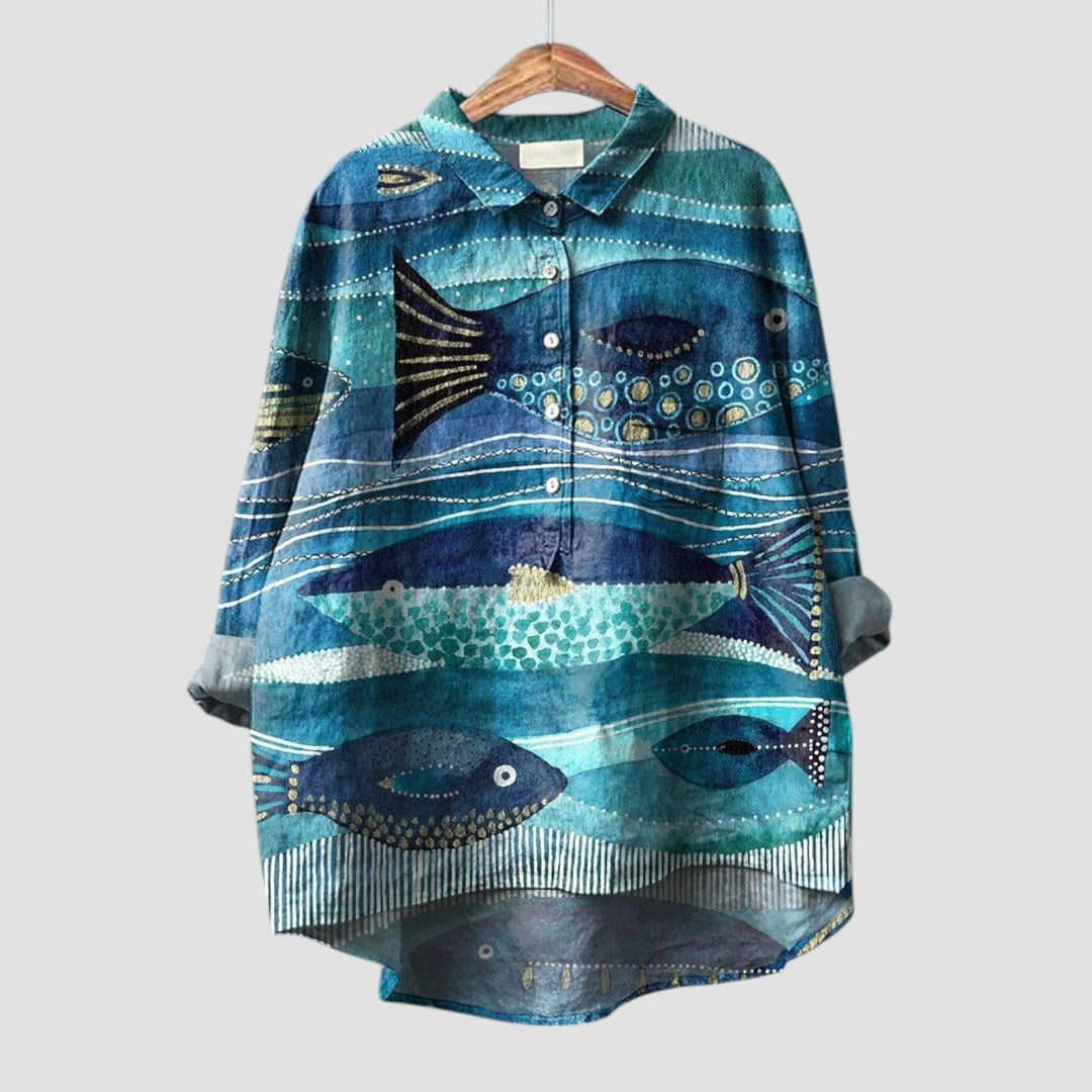 Rosina | Camisa oversize con estampado de peces