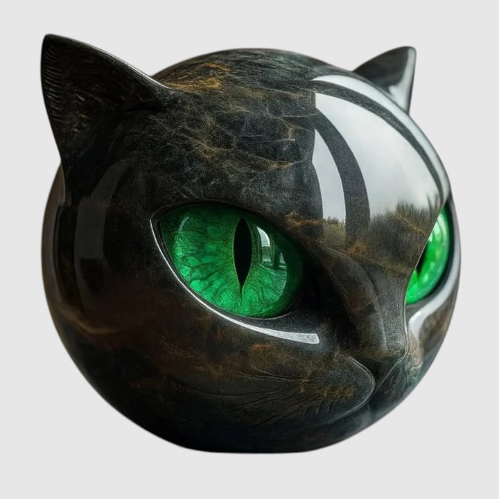 NyxCharm - Escultura mística de cabeza de gato negro
