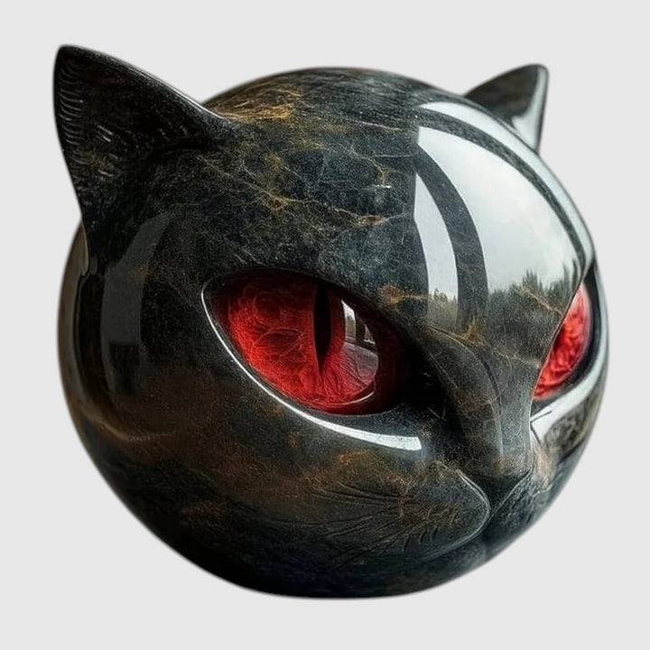 NyxCharm - Escultura mística de cabeza de gato negro