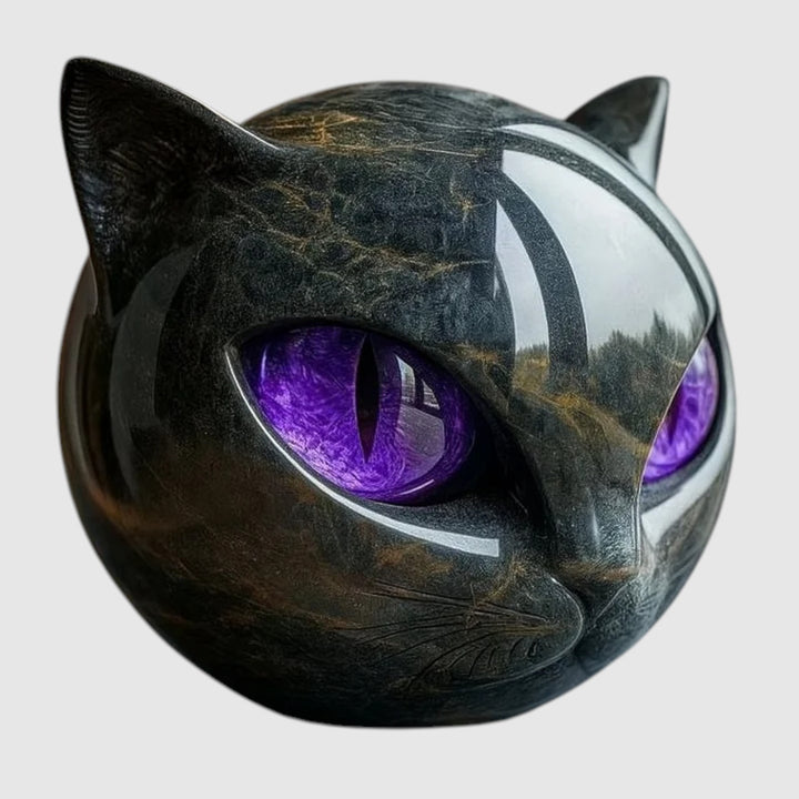 NyxCharm - Escultura mística de cabeza de gato negro